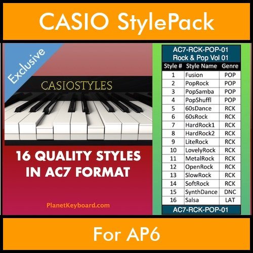 CasioStyles By PK Vol. 1 - Rock and Pop - 16 Styles for CASIO AP6 in AC7 format CasioStyles By PK Vol. 1 - Rock and Pop - 16 Styles for CASIO AP6 in AC7 format