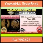 Country and Ballroom By PK Vol. 1  - 830 Country and Ballroom Styles - 830 Country and Ballroom Styles for YAMAHA YPG625 in STY format