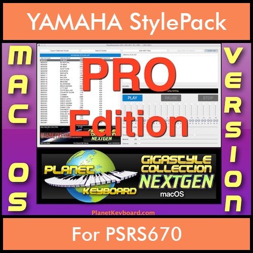 GIGASTYLECOLLECTION NEXTGEN By PK PROFESSIONAL EDITION With Style Player Software Vol. 1 - FOR MAC - 9800 Styles for YAMAHA PSRS670 in STY format GIGASTYLECOLLECTION NEXTGEN By PK PROFESSIONAL EDITION With Style Player Software Vol. 1 - FOR MAC - 9800 Styles for YAMAHA PSRS670 in STY format