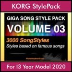 GIGASONGSTYLESPACK By PK GIGAPACK Vol. 3  - GIGA SONG STYLES PACK - 3000 Song Styles for KORG I3 Year Model 2020 in STY format