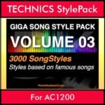 GIGASONGSTYLESPACK By PK GIGAPACK Vol. 3  - GIGA SONG STYLES PACK - 3000 Song Styles for TECHNICS AC1200 in CMP format