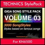 GIGASONGSTYLESPACK By PK GIGAPACK Vol. 3  - GIGA SONG STYLES PACK - 3000 Song Styles for TECHNICS KN6500 in CMP format