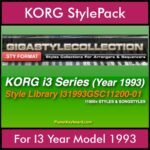 The GIGA Style Collection By PK GIGAPACK Vol. 1  - 11200 Styles - 11200 Styles for KORG I3 Year Model 1993 in STY format