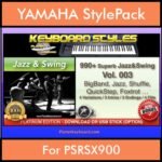 Jazz and Swing By PK Vol. 1  - 990 Jazz and Swing Styles - 990 Jazz and Swing Styles for YAMAHA PSRSX900 in STY format