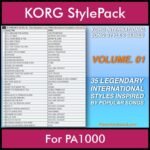 KORG International Song Styles By PK Vol. 1  - By PlanetKeyboard - 35 Song Styles for KORG PA1000 in STY format