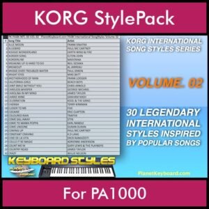 KORG International Song Styles By PK Vol. 2  - By PlanetKeyboard - 30 Song Styles for KORG PA1000 in STY format