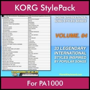 KORG International Song Styles By PK Vol. 4  - By PlanetKeyboard - 33 Song Styles for KORG PA1000 in STY format