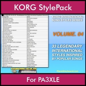 KORG International Song Styles By PK Vol. 4 - By PlanetKeyboard - 33 Song Styles for KORG PA3XLE in STY format