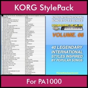 KORG International Song Styles By PK Vol. 6  - By PlanetKeyboard - 40 Song Styles for KORG PA1000 in STY format
