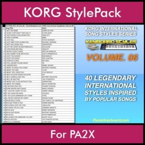 KORG International Song Styles By PK Vol. 6 - By PlanetKeyboard - 40 Song Styles for KORG PA2X in STY format