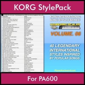 KORG International Song Styles By PK Vol. 6 - By PlanetKeyboard - 40 Song Styles for KORG PA600 in STY format