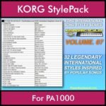 KORG International Song Styles By PK Vol. 7  - By PlanetKeyboard - 32 Song Styles for KORG PA1000 in STY format