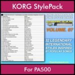 KORG International Song Styles By PK Vol. 7  - By PlanetKeyboard - 32 Song Styles for KORG PA500 in STY format
