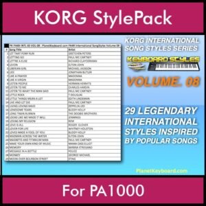 KORG International Song Styles By PK Vol. 8  - By PlanetKeyboard - 29 Song Styles for KORG PA1000 in STY format