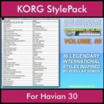 KORG International Song Styles By PK Vol. 9  - By PlanetKeyboard - 35 Song Styles for KORG Havian 30 in STY format