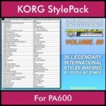 KORG International Song Styles By PK Vol. 9  - By PlanetKeyboard - 35 Song Styles for KORG PA600 in STY format