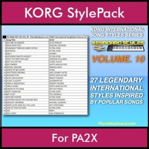KORG International Song Styles By PK Vol. 10 - By PlanetKeyboard - 27 Song Styles for KORG PA2X in STY format
