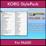 KORG International Song Styles By PK Vol. 10  - By PlanetKeyboard - 27 Song Styles for KORG PA600 in STY format