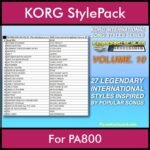 KORG International Song Styles By PK Vol. 10  - By PlanetKeyboard - 27 Song Styles for KORG PA800 in STY format