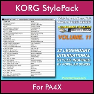 KORG International Song Styles By PK Vol. 11  - By PlanetKeyboard - 32 Song Styles for KORG PA4X in STY format