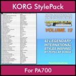 KORG International Song Styles By PK Vol. 12  - By PlanetKeyboard - 42 Song Styles for KORG PA700 in STY format
