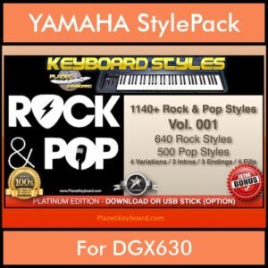 Pop Rock By PK Vol. 1  - 1140 Rock and Pop Styles - 1140 Rock and Pop Styles for YAMAHA DGX630 in STY format
