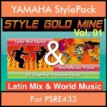 StyleGoldMine By PK Vol. 1  - Latin Mix and WorldMusic - 98 Styles for YAMAHA PSRE433 in STY format