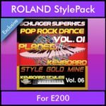 StyleGoldMine By PK Vol. 6  - Dance Pop Rock 1 - 60 Styles / Song Styles for ROLAND E200 in STL format
