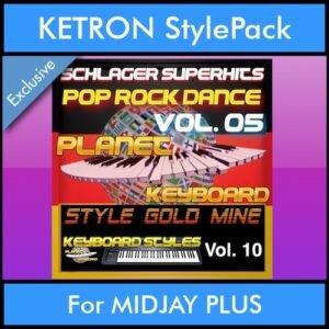 StyleGoldMine By PK Vol. 10  - Dance Pop Rock 5 - 60 Styles / Song Styles for KETRON MIDJAY PLUS in PAT format