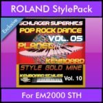 StyleGoldMine By PK Vol. 10  - Dance Pop Rock 5 - 60 Styles / Song Styles for ROLAND EM2000 STH in STH format