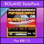 StyleGoldMine By PK Vol. 10  - Dance Pop Rock 5 - 60 Styles / Song Styles for ROLAND KR115 in STL format