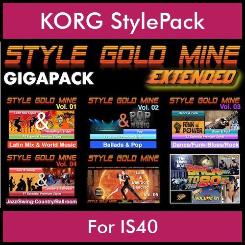StyleGoldMine By PK Extended GIGAPACK Vol. 1 - Vol. 01 to Vol. 05 and BackToThe80s - 428 Styles / 21 Song Styles for KORG IS40 in STY format StyleGoldMine By PK Extended GIGAPACK Vol. 1 - Vol. 01 to Vol. 05 and BackToThe80s - 428 Styles / 21 Song Styles for KORG IS40 in STY format