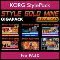 StyleGoldMine By PK Extended GIGAPACK Vol. 1 - Vol. 01 to Vol. 05 and BackToThe80s - 428 Styles / 21 Song Styles for KORG PA4X in STY format