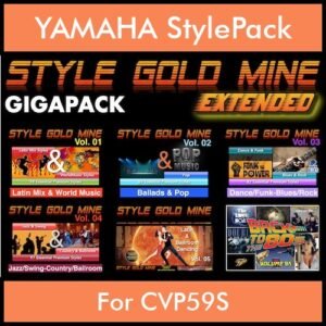 StyleGoldMine By PK Extended GIGAPACK Vol. 1 - Vol. 01 to Vol. 05 and BackToThe80s - 428 Styles / 21 Song Styles for YAMAHA CVP59S in STY format