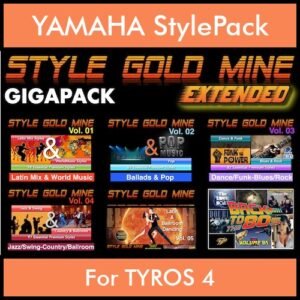 StyleGoldMine By PK Extended GIGAPACK Vol. 1  - Vol. 01 to Vol. 05 and BackToThe80s - 428 Styles / 21 Song Styles for YAMAHA TYROS 4 in STY format