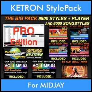 The BIG Pack By PK Incl. GSC NEXTGEN PRO 9800 Styles With Style Player Vol. 1 - 15800 Styles Splitted into - 9800 Styles and 6000 Song Styles for KETRON MIDJAY in PAT format