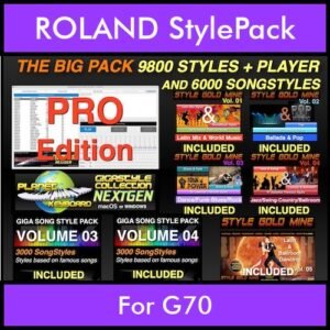 The BIG Pack By PK Incl. GSC NEXTGEN PRO 9800 Styles With Style Player Vol. 1  - 15800 Styles Splitted into - 9800 Styles and 6000 Song Styles for ROLAND G70 in STL format