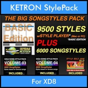 The Big Song Style Pack By PK Incl. GSC NEXTGEN BASIC 9500 Styles With Style Player Vol. 1  - 15500 Styles Splitted into - 9500 Styles and 6000 Song Styles for KETRON XD8 in PAT format