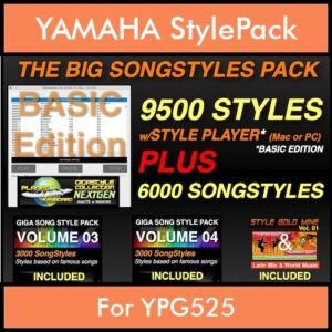 The Big Song Style Pack By PK Incl. GSC NEXTGEN BASIC 9500 Styles With Style Player Vol. 1 - 15500 Styles Splitted into - 9500 Styles and 6000 Song Styles for YAMAHA YPG525 in STY format