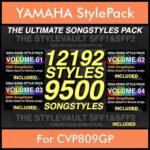 The Ultimate Song Style Pack By PK GIGAPACK SONGSTYLES Vol. 1  - 21692 Styles Splitted into - 12192 Styles and 9500 Song Styles for YAMAHA CVP809GP in STY format