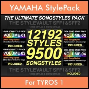 The Ultimate Song Style Pack By PK GIGAPACK SONGSTYLES Vol. 1 - 21692 Styles Splitted into - 12192 Styles and 9500 Song Styles for YAMAHA TYROS 1 in STY format