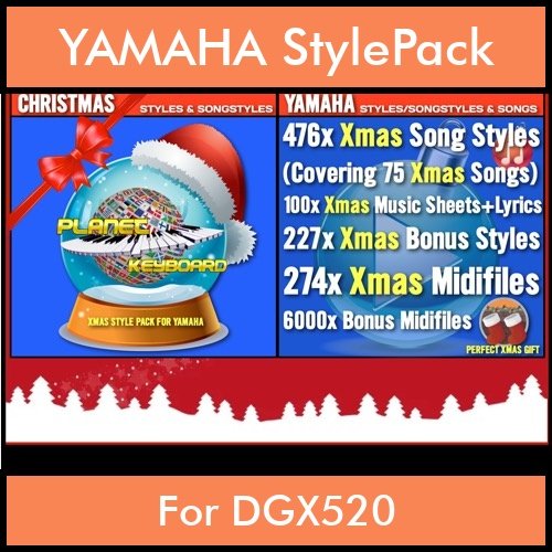 Xmas Style Pack By PK Vol. 1  - Christmas Styles and Song Styles - 476 Song Styles / 224 Bonus Styles for YAMAHA DGX520 in STY format Xmas Style Pack By PK Vol. 1  - Christmas Styles and Song Styles - 476 Song Styles / 224 Bonus Styles for YAMAHA DGX520 in STY format